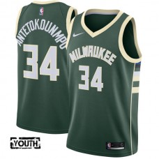 Børn Trøje Milwaukee Bucks Giannis Antetokounm 34 2017-18 Grøn Swingman
