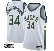 Børn Trøje Milwaukee Bucks Giannis Antetokounm 34 2017-18 Hvid Swingman