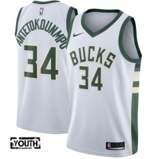 Børn Trøje Milwaukee Bucks Giannis Antetokounm 34 2017-18 Hvid Swingman