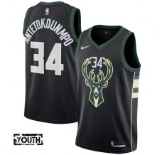Børn Trøje Milwaukee Bucks Giannis Antetokounm 34 2017-18 Sort Swingman