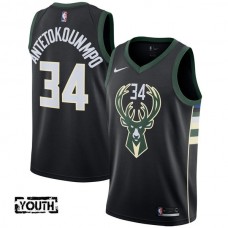 Børn Trøje Milwaukee Bucks Giannis Antetokounm 34 2017-18 Sort Swingman