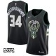 Børn Trøje Milwaukee Bucks Giannis Antetokounm 34 2017-18 Sort Swingman