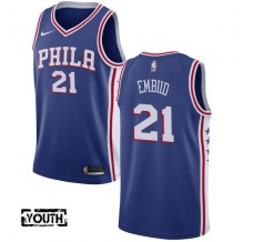 Børn Trøje Philadelphia 76ers Joel Embiid 21 2017-18 Blå Swingman