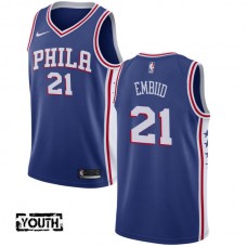 Børn Trøje Philadelphia 76ers Joel Embiid 21 2017-18 Blå Swingman