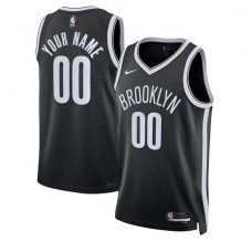 Brooklyn Nets Custom Mænd Trøje 2022-23 Icon Edition Black Swingman