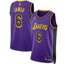Los Angeles Lakers LeBron James 6 Mænd Trøje 2022-23 Statement Edition Lilla Swingman