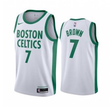 Mænd Trøje Boston Celtics Jaylen Brown 7 2020-21 City Edition Hvid Swingman