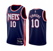 Mænd Trøje Brooklyn Nets Ben Simmons 10 2021-22 City Edition Navy Swingman