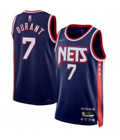 Mænd Trøje Brooklyn Nets Kevin Durant 7 2021-22 City Edition Navy Swingman