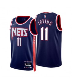 Mænd Trøje Brooklyn Nets Kyrie Irving 11 2021-22 City Edition Navy Swingman