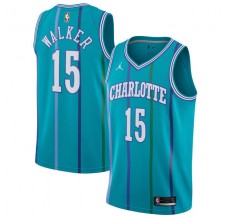 Mænd Trøje Charlotte Hornets Kemba Walker 15 2017-18 Hardwood Classics Jordan Teal Swingman