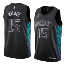 Mænd Trøje Charlotte Hornets Kemba Walker 15 2017-18 The City Jordan Sort Swingman