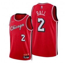 Mænd Trøje Chicago Bulls Lonzo Ball 2 2021-22 City Edition Rød Swingman