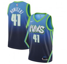 Mænd Trøje Dallas Mavericks Dirk Nowitzki 41 2019-20 City Edition Blå Swingman