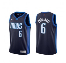 Mænd Trøje Dallas Mavericks Kristaps Porzingis 6 2020-21 Earned Edition Navy Swingman