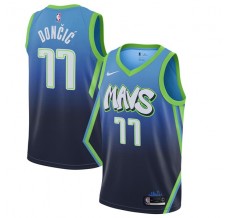 Mænd Trøje Dallas Mavericks Luka Doncic 77 2019-20 City Edition Blå Swingman