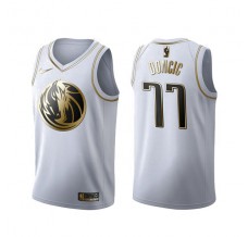 Mænd Trøje Dallas Mavericks Luka Doncic 77 2019-20 Hvid Guld Swingman