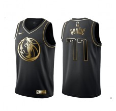 Mænd Trøje Dallas Mavericks Luka Doncic 77 2019-20 Sort Guld Swingman
