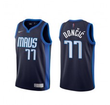 Mænd Trøje Dallas Mavericks Luka Doncic 77 2020-21 Earned Edition Navy Swingman