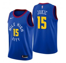Mænd Trøje Denver Nuggets Nikola Jokic 15 2018-19 Blå Swingman