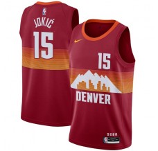 Mænd Trøje Denver Nuggets Nikola Jokic 15 2020-21 City Edition Rød Swingman