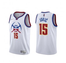 Mænd Trøje Denver Nuggets Nikola Jokic 15 2020-21 Earned Edition Hvid Swingman