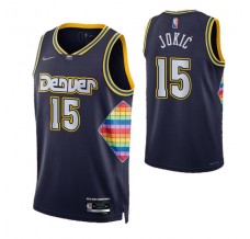 Mænd Trøje Denver Nuggets Nikola Jokic 15 2021-22 City Edition Navy Swingman
