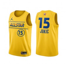 Mænd Trøje Denver Nuggets Nikola Jokic 15 All-Star Western Conference Gold 2021 Swingman