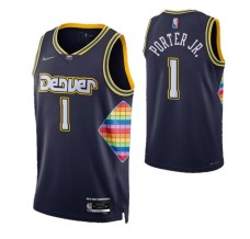 Mænd Trøje Denver Nuggets Porter Jr 1 2021-22 City Edition Navy Swingman