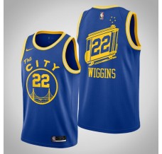 Mænd Trøje Golden State Warriors Andrew Wiggins 22 2020-21 City Edition Blå Swingman