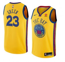 Mænd Trøje Golden State Warriors Draymond Green 23 2017-18 The City Gul Swingman