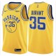 Mænd Trøje Golden State Warriors Kevin Durant 35 2018-19 The City Gul Swingman