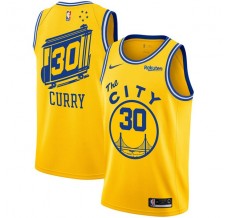 Mænd Trøje Golden State Warriors Stephen Curry 30 2019-20 City Edition Gul Swingman