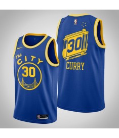 Mænd Trøje Golden State Warriors Stephen Curry 30 2020-21 City Edition Blå II Swingman