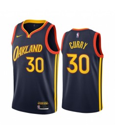 Mænd Trøje Golden State Warriors Stephen Curry 30 2020-21 City Edition Blå Swingman