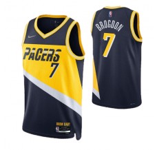 Mænd Trøje Indiana Pacers Malcolm Brogdon 7 2021-22 City Edition Navy Swingman