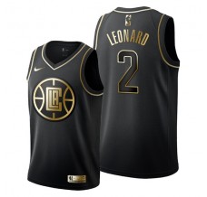 Mænd Trøje Los Angeles Clippers Kawhi Leonard 2 2019-20 Sort Guld Swingman