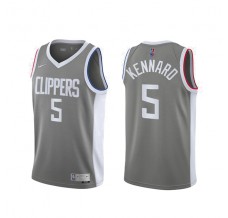 Mænd Trøje Los Angeles Clippers Luke Kennard 5 2020-21 Earned Edition Grå Swingman