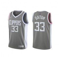 Mænd Trøje Los Angeles Clippers Nicolas Batum 33 2020-21 Earned Edition Grå Swingman