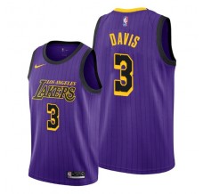 Mænd Trøje Los Angeles Lakers Anthony Davis 3 2019-20 City Edition Lilla Swingman