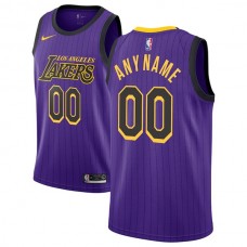 Mænd Trøje Los Angeles Lakers Custom 2018-19 The City Lilla Swingman