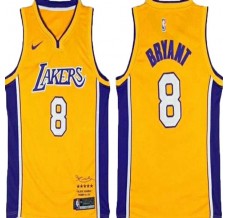Mænd Trøje Los Angeles Lakers Kobe Bryant 8 2017-18 Retirement Gul Swingman