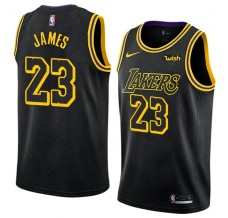 Mænd Trøje Los Angeles Lakers Lebron James 23 2017-18 The City Guld Swingman