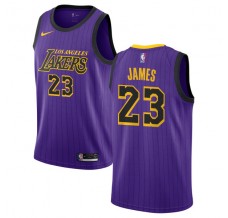 Mænd Trøje Los Angeles Lakers Lebron James 23 2018-19 The City Lilla Swingman