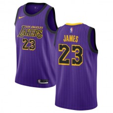 Mænd Trøje Los Angeles Lakers Lebron James 23 2018-19 The City Lilla Swingman