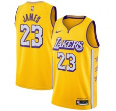 Mænd Trøje Los Angeles Lakers Lebron James 23 2019-20 City Edition Gul Swingman