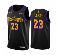 Mænd Trøje Los Angeles Lakers Lebron James 23 2019-20 Latin Sort Swingman