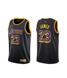 Mænd Trøje Los Angeles Lakers Lebron James 23 2020-21 Earned Edition Sort Swingman