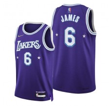 Mænd Trøje Los Angeles Lakers LeBron James 6 2021-22 City Edition Lilla Swingman