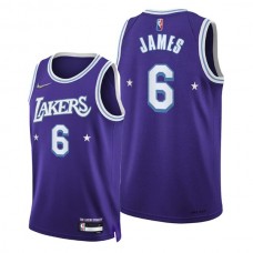 Mænd Trøje Los Angeles Lakers LeBron James 6 2021-22 City Edition Lilla Swingman